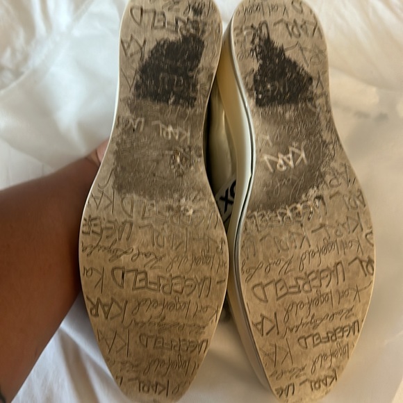 Karl Lagerfeld- “Birdie” metallic and black faux fur platform Loafers SZ 8 - Picture 11 of 13